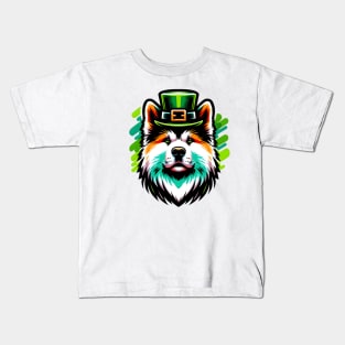 Akita Celebrates Saint Patrick's Day in Style Kids T-Shirt